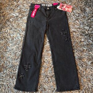 NWT VIP Denim Jeans With Cross Appliqués